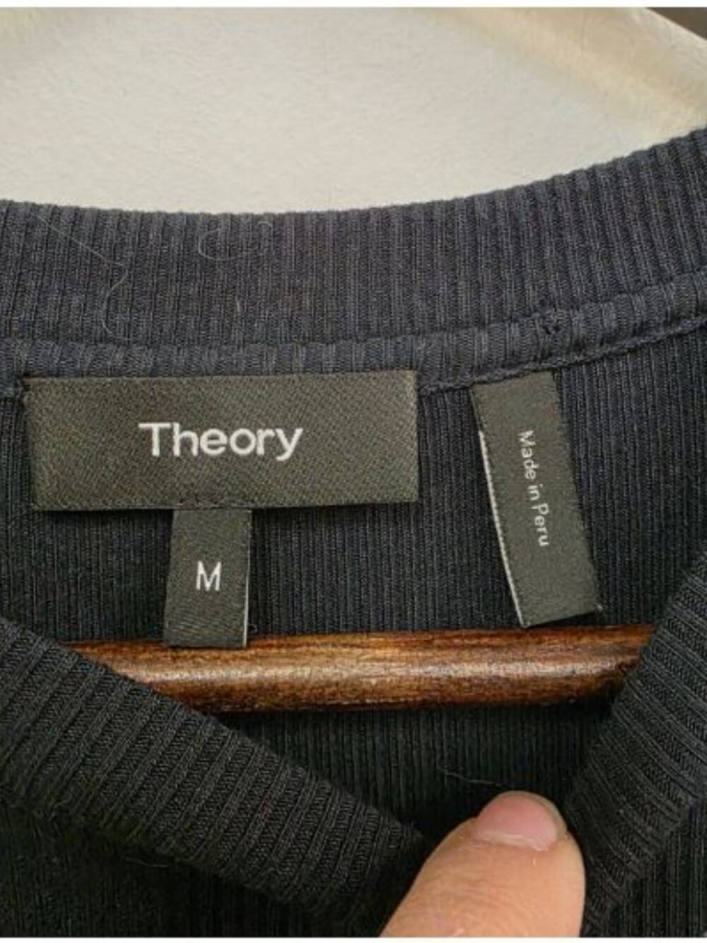 Theory Tiny Rib Knit T-Shirt Dress Medium Midnight Navy Blue Quiet Luxury Preppy - Picture 7 of 10